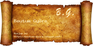 Beutum Györe névjegykártya